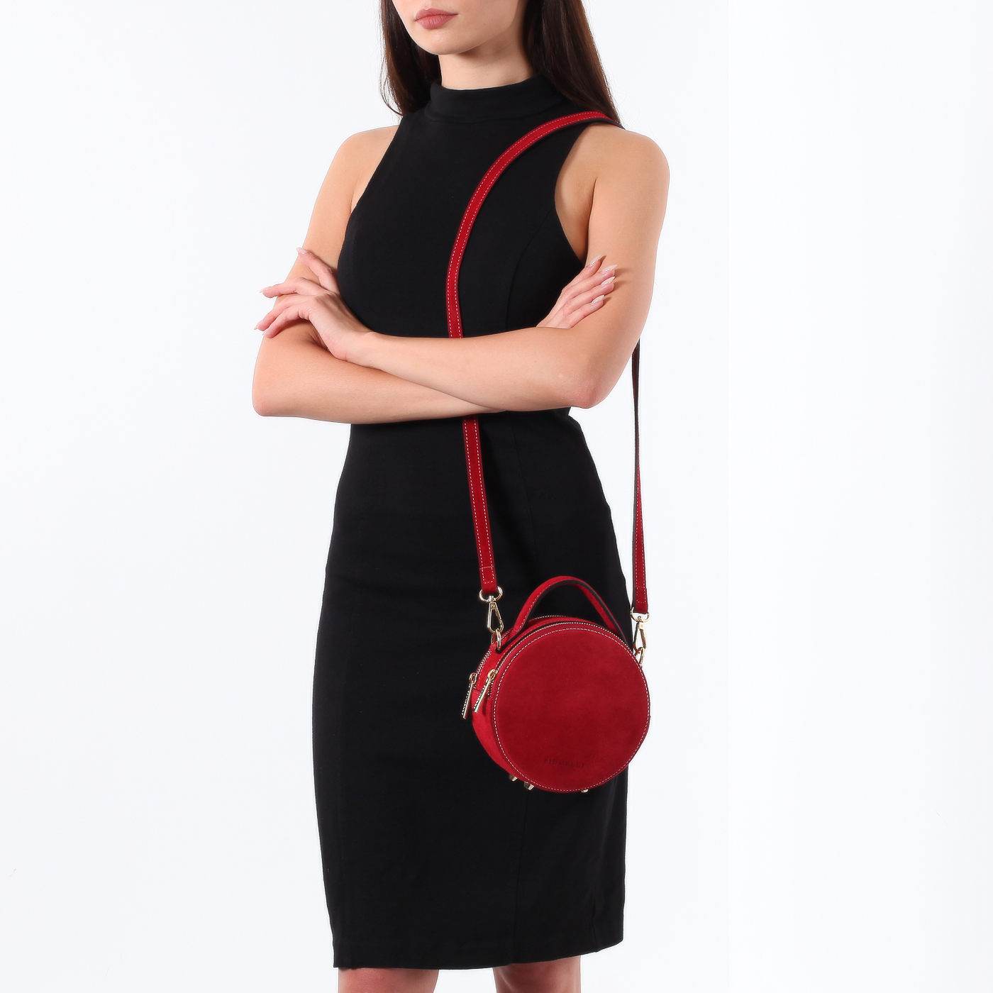 Круглая замшевая сумочка Piumelli Mini Tamburello