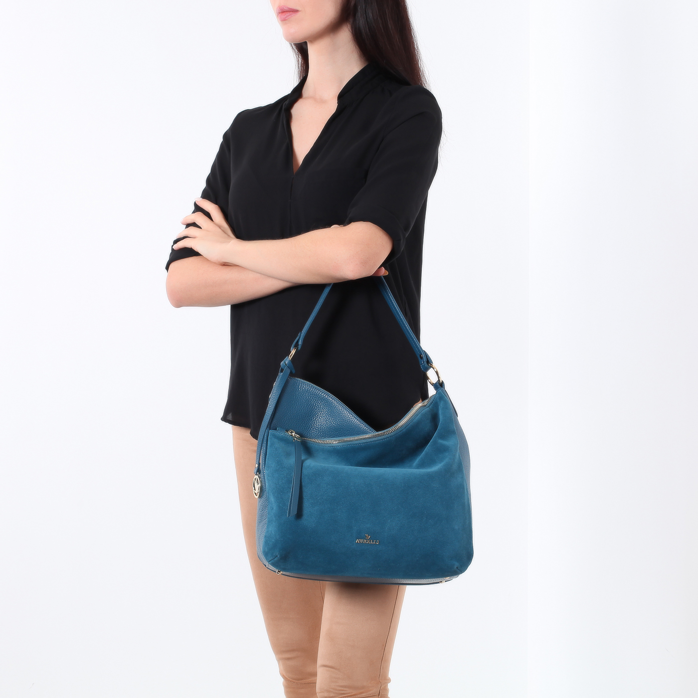 Бирюзовая сумка с брелоком Aurelli Suede