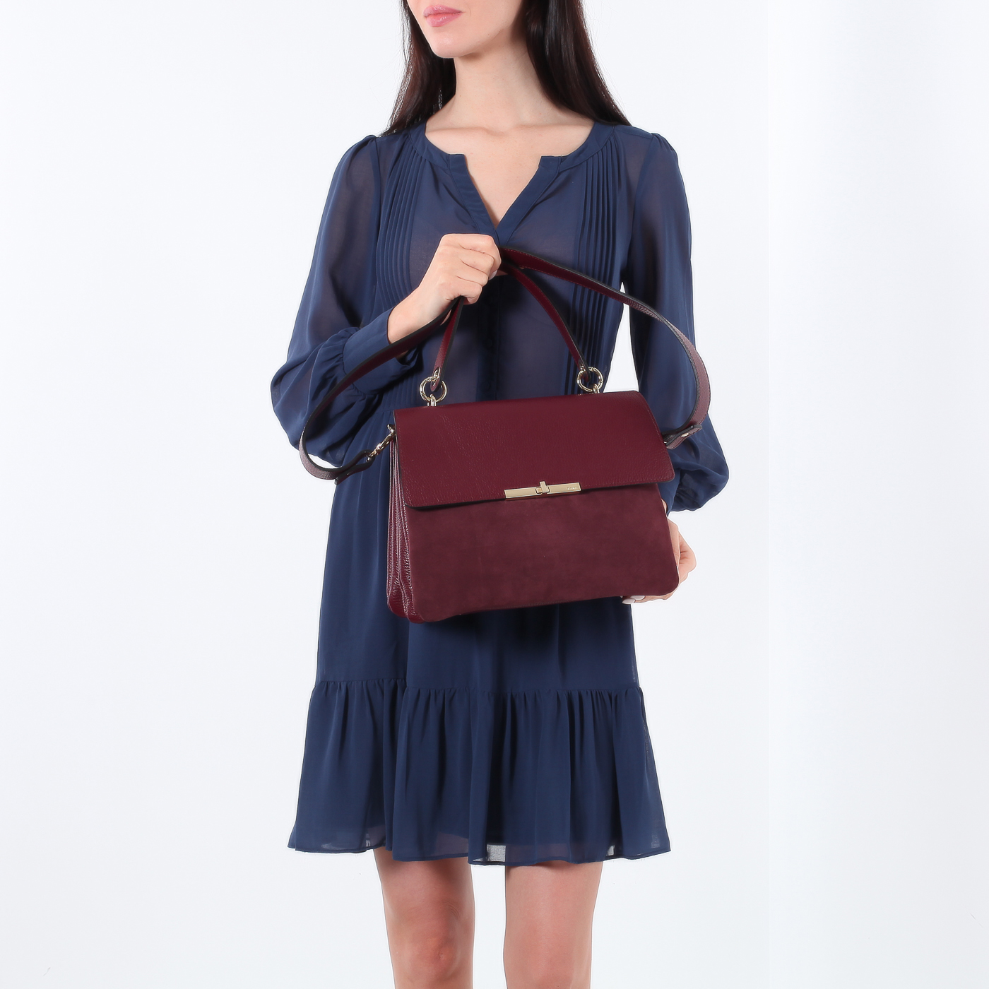 Сумка-сэтчел из кожи и замши Ripani Vanilla