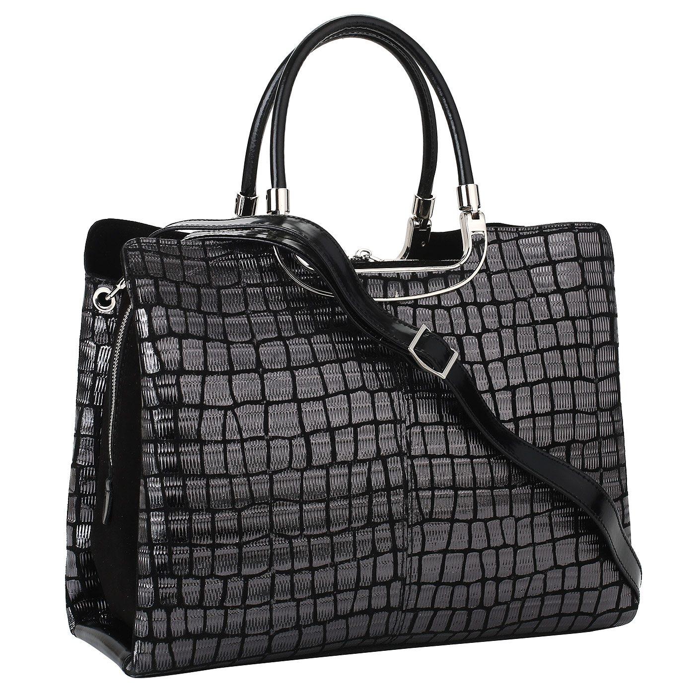 Комбинированная сумка с отделкой под крокодила Gilda Tonelli Tecno Camoscio