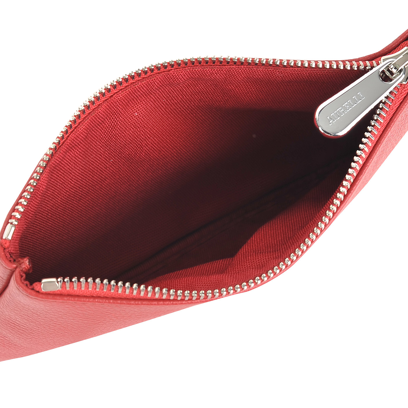 Красная кожаная женская косметичка Aurelli 