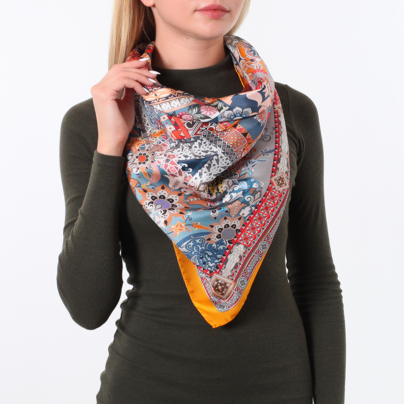 Платок из шелка Radical Chic Russian ornament