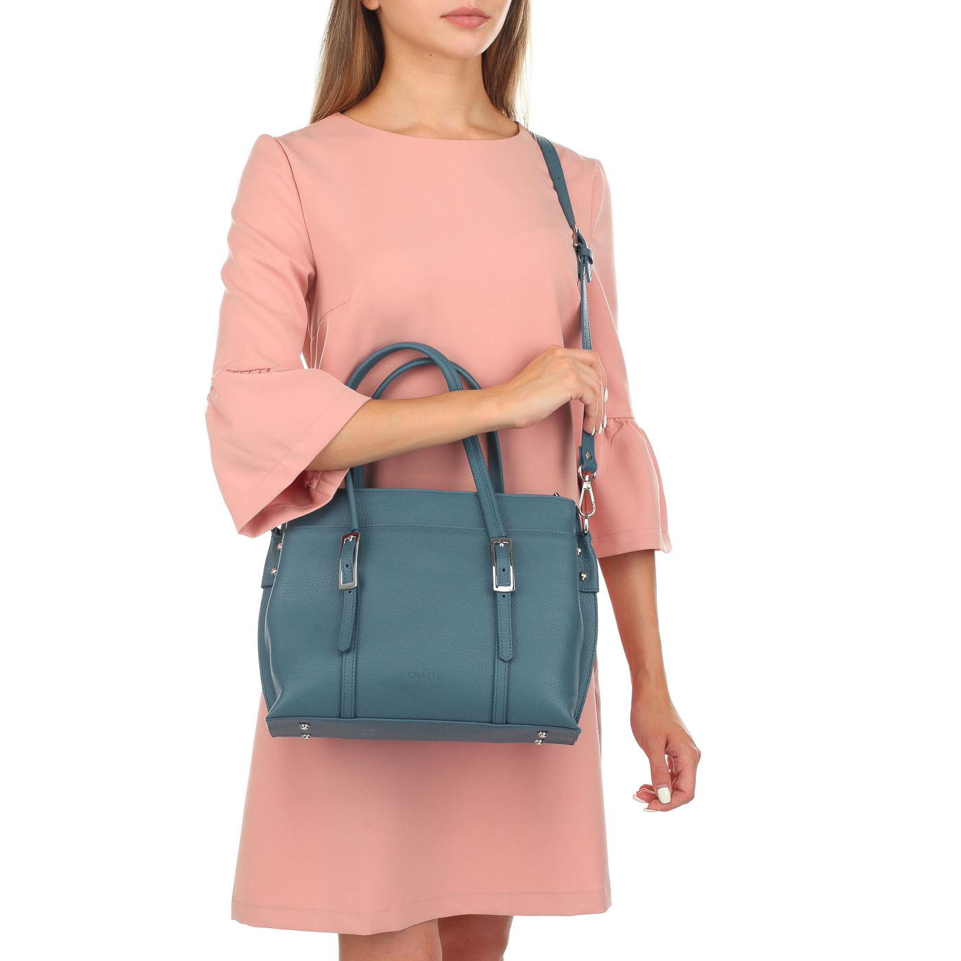 Кожаная сумка с ручками и ремешком Chatte 