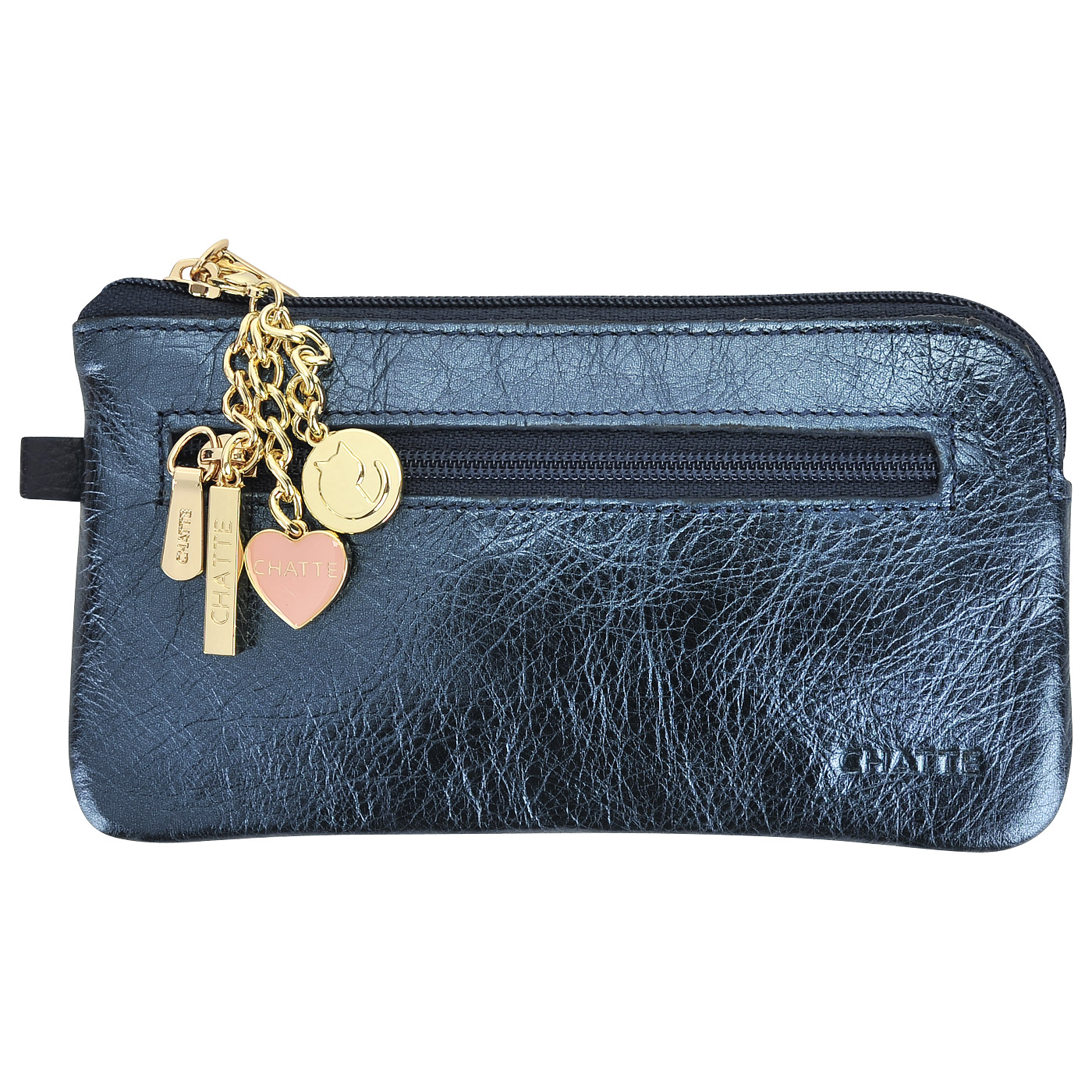 Chatte Ключница на молнии из металлизированной кожи