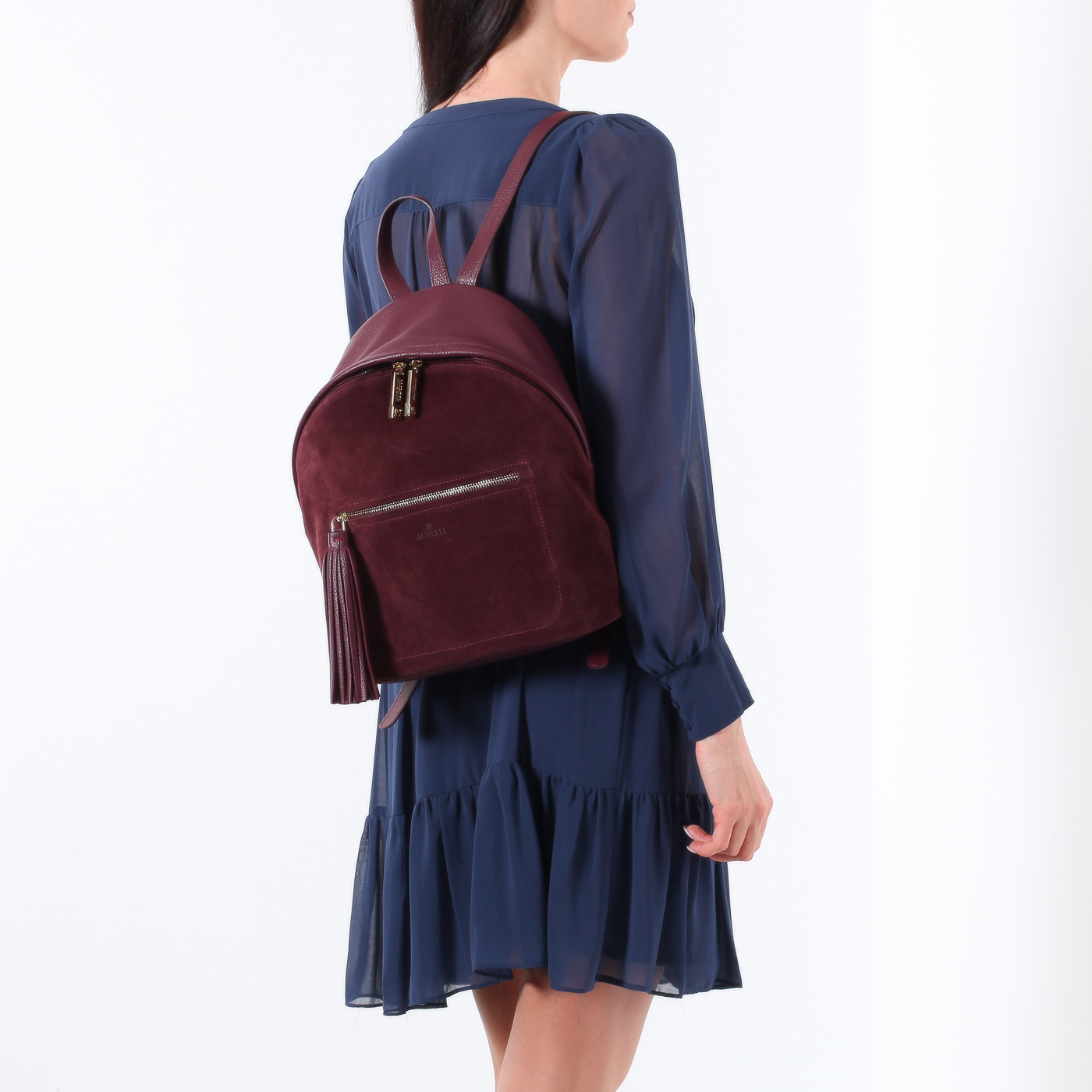 Рюкзак из кожи и замши Aurelli 