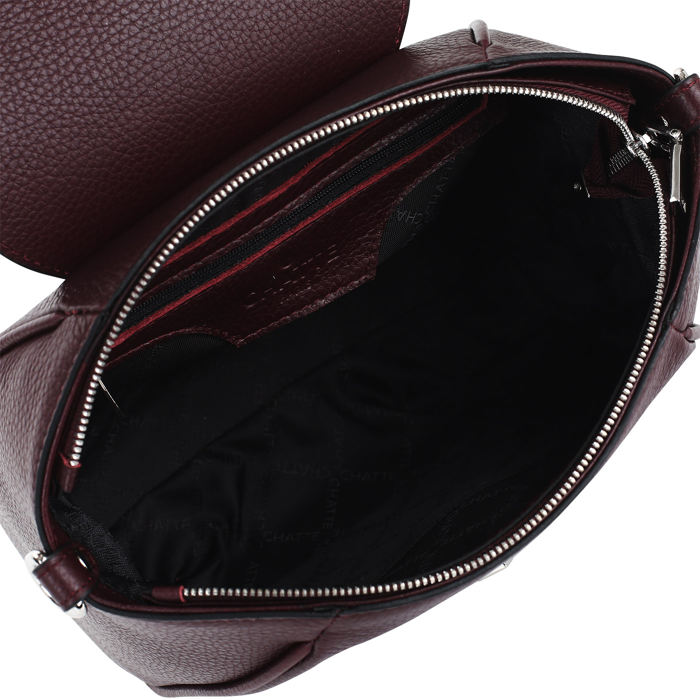 Бордовая кожаная сумка Chatte Marseille