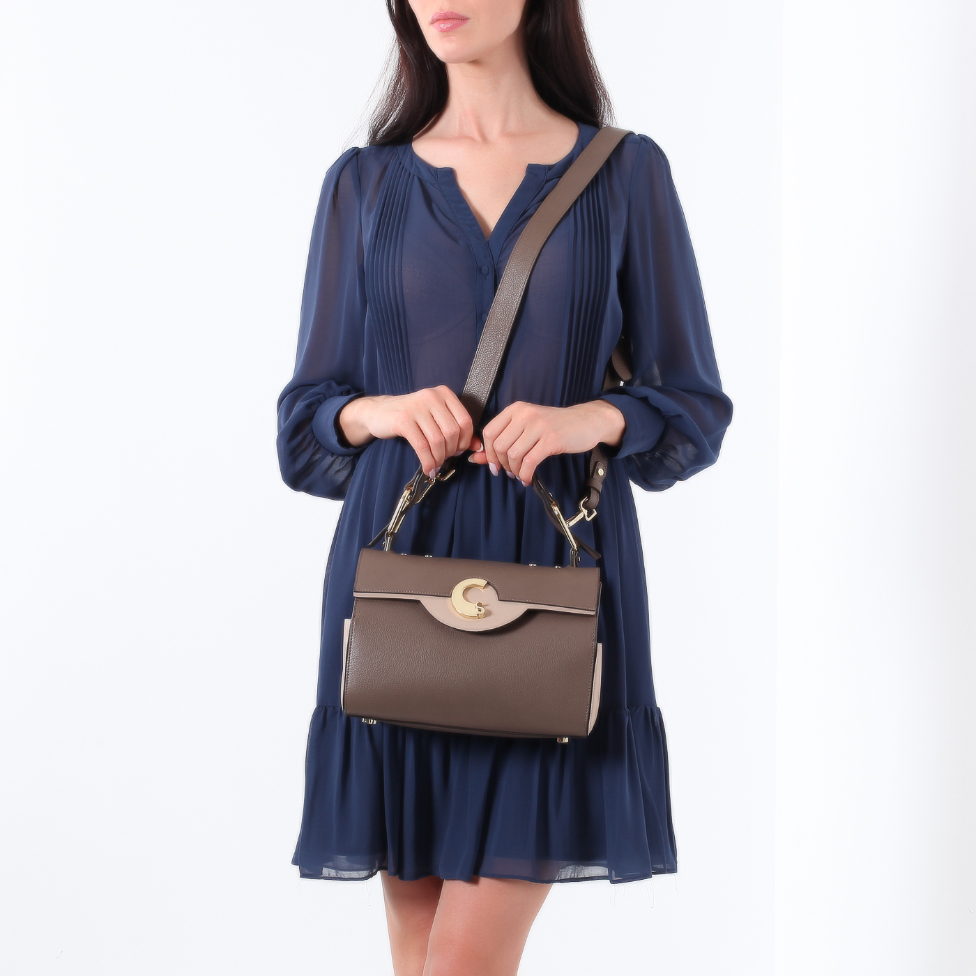 Кожаная сумочка со съемным ремешком Carlo Salvatelli Gemma