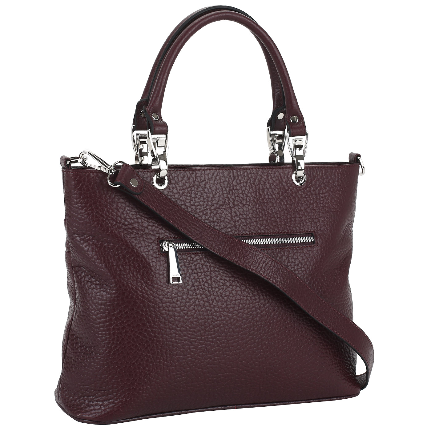 Бордовая кожаная сумка Chatte 