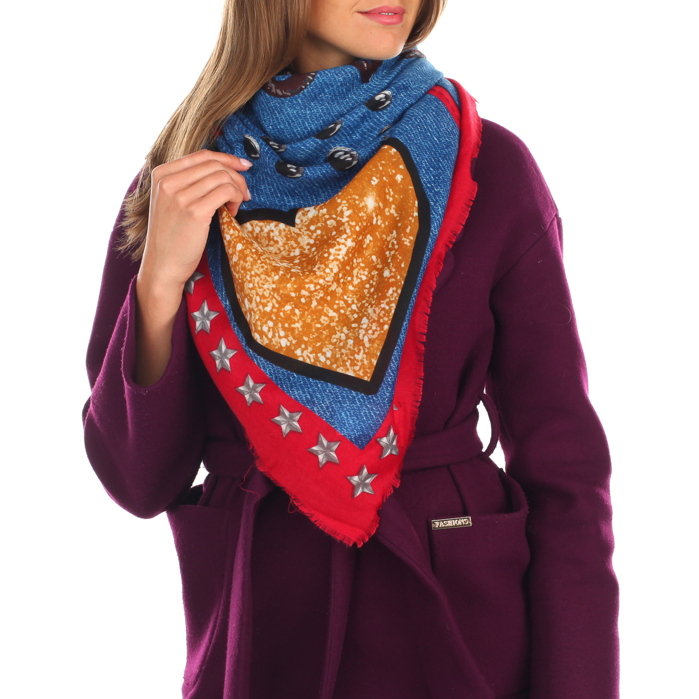 Синий платок с принтом Guess In love