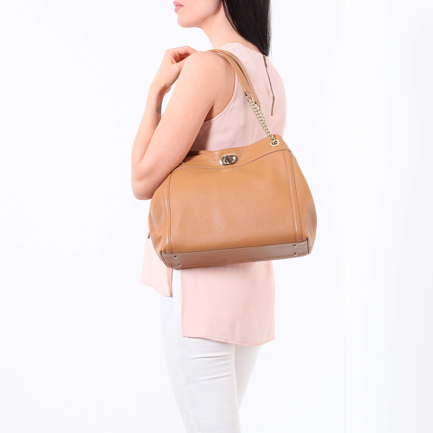 Кожаная сумка с длинными ручками Aurelli 