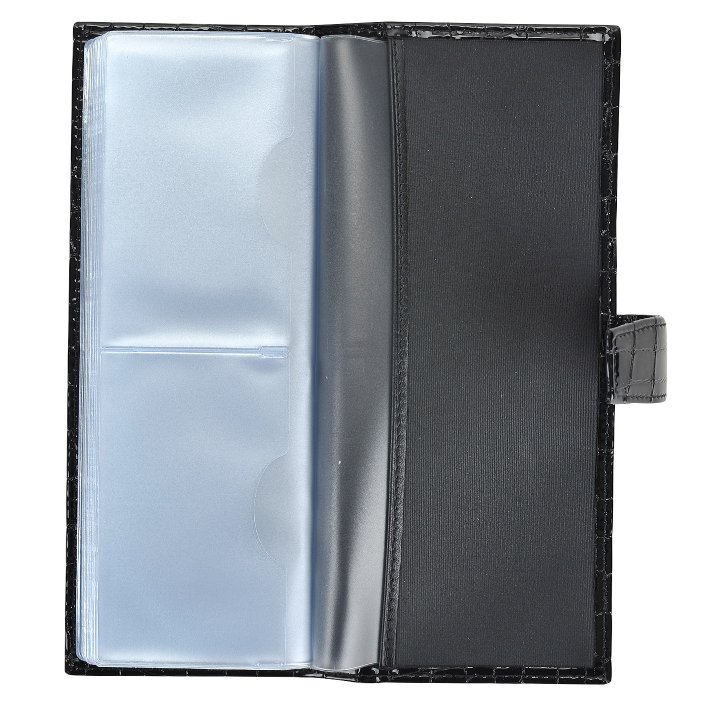 Кожаная лаковая визитница с выделкой под крокодила Aurelli Divine