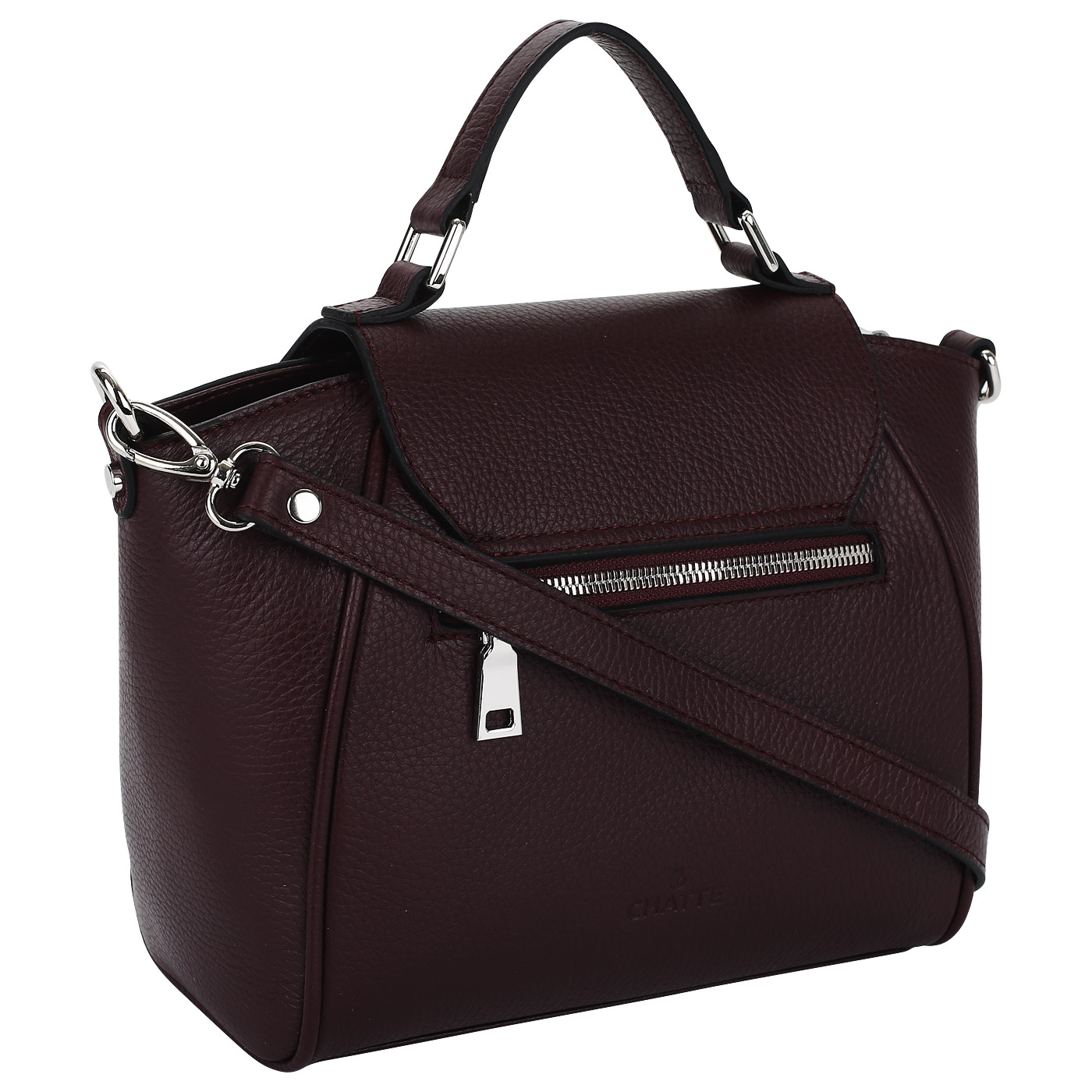 Бордовая кожаная сумка Chatte Marseille