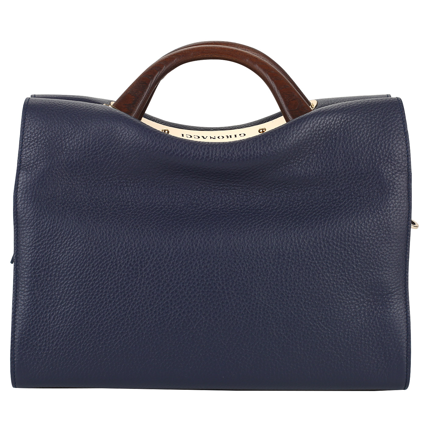 Gironacci Кожаная сумка с деревянными ручками