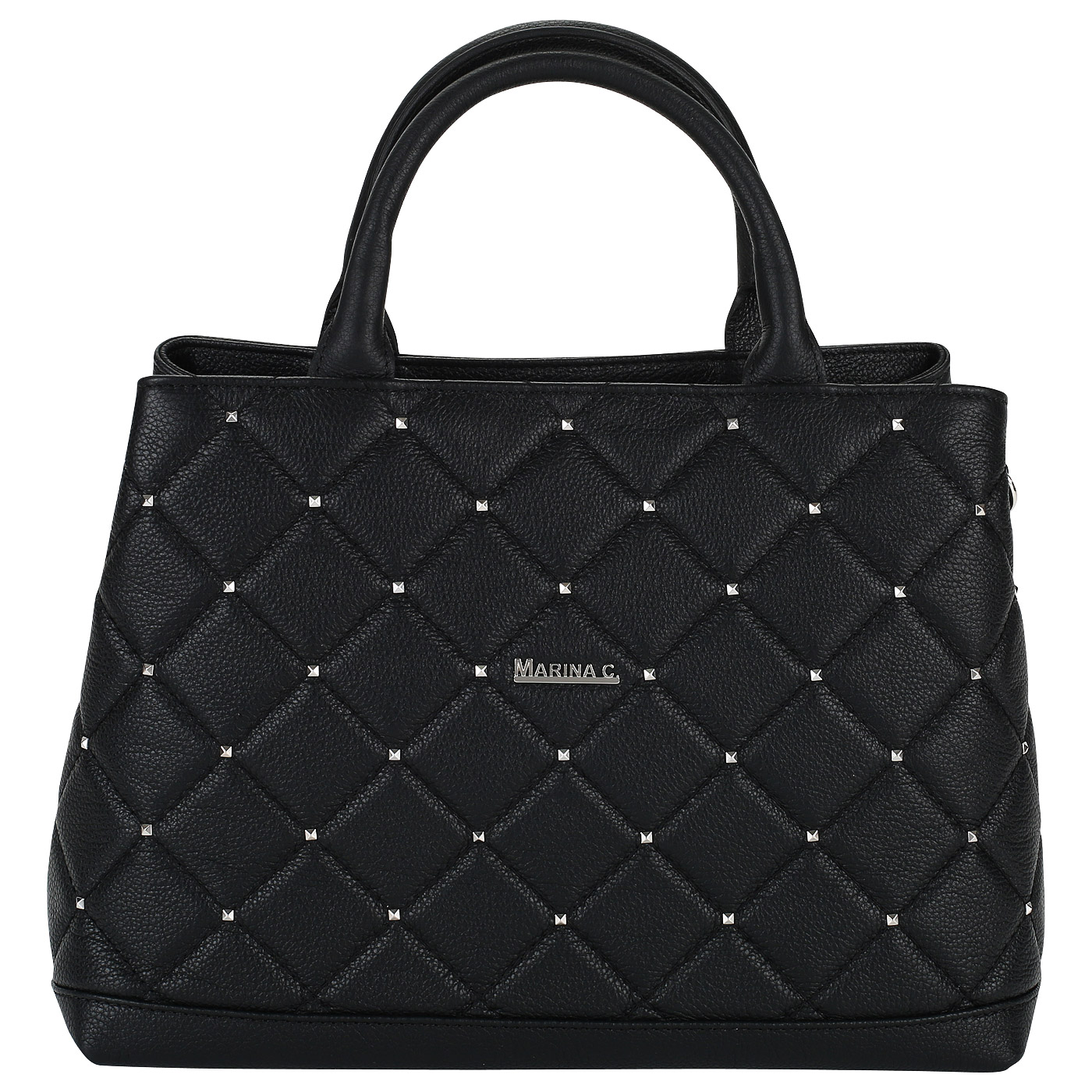Marina Creazioni Женская стеганая сумка из черной кожи
