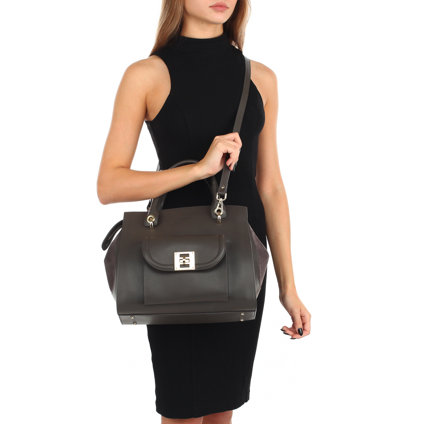 Серая сумка на молнии Aurelli 